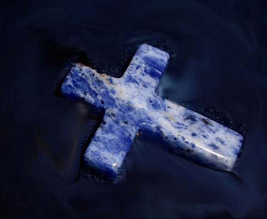 Handmade Carving Gemstone Cross Shape 15To20MM Sodalite Natural Carving Stone For Used Making Jewelry