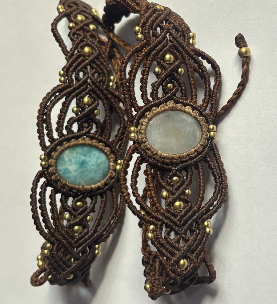 Adjustable Labradorite Macrame Bracelet | Handmade