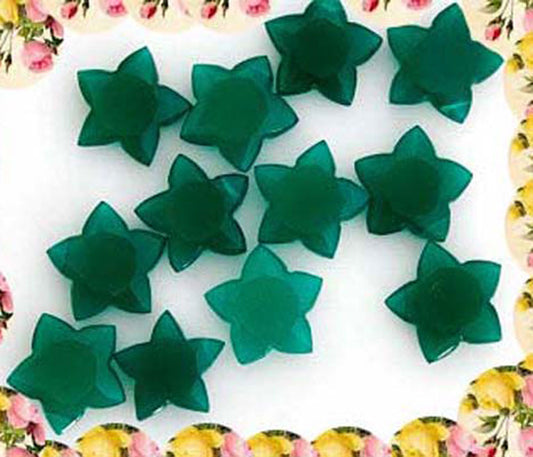 Handmade Carving Gemstone Star Shape 15MM Green Onyx Natural Carving Stone For Used Making Jewelry