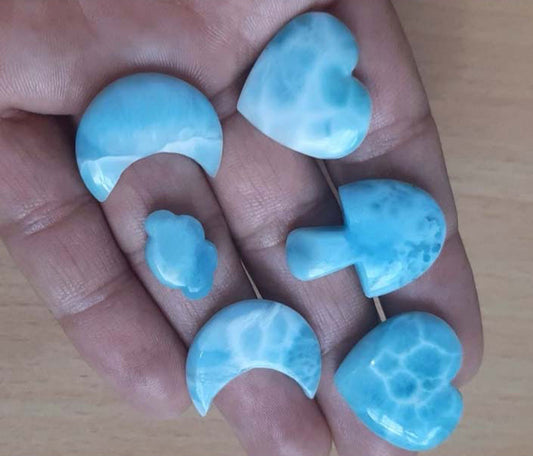 Handmade Carving Gemstone Rose Heart Mix Shape 20To25MM Larimar Natural Carving Stone For Used Making Jewelry