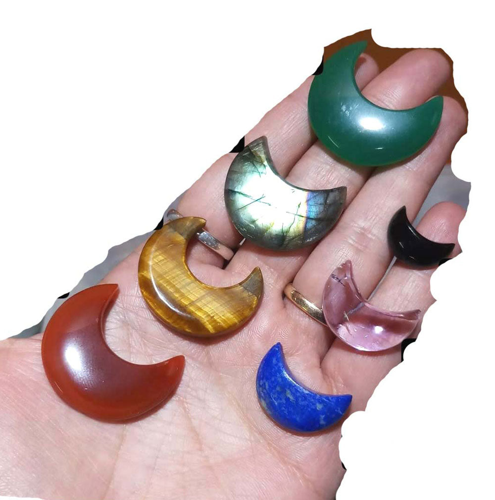 Handmade Carving Gemstone Rose Half Moon Shape 20To25MM Multi Color Natural Carving Stone For Used Making Jewelry