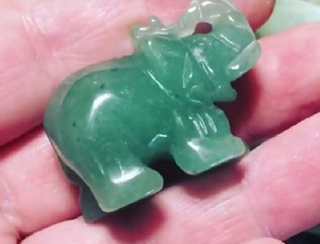 Handmade Carving Gemstone Elephant Shape 20To30MM Green Aventurine Natural Carving Stone For Used Making Jewelry