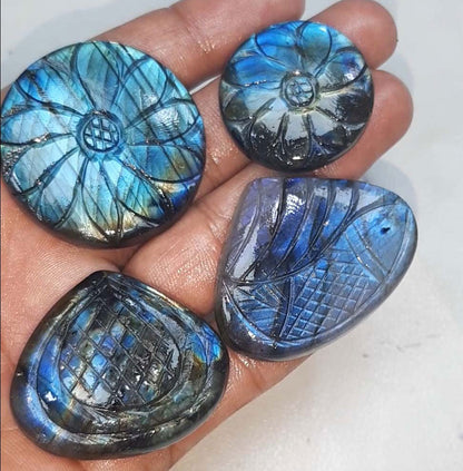 Handmade Carving Gemstone Leaf Shape 20To30MM Rainbow Moonstone Natural Carving Stone For Used Making Jewelry