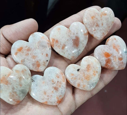 Handmade Carving Gemstone Heart Shape 15To25MM Sunstone Natural Carving Stone For Used Making Jewelry
