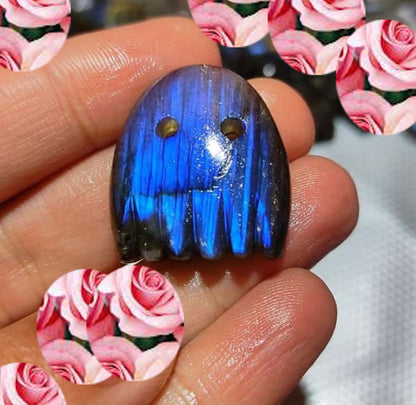 Handmade Carving Gemstone Lotus Flower Shape 25To30MM Labradorite Natural Carving Stone For Used Making Jewelry