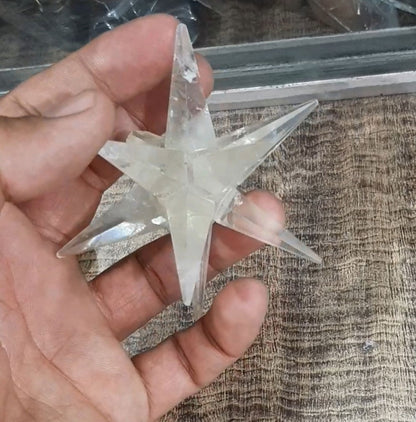 Handmade Carving Gemstone Star Carving Shape 30To40MM Crystal Quartz Natural Carving Stone For Used Making Jewelry