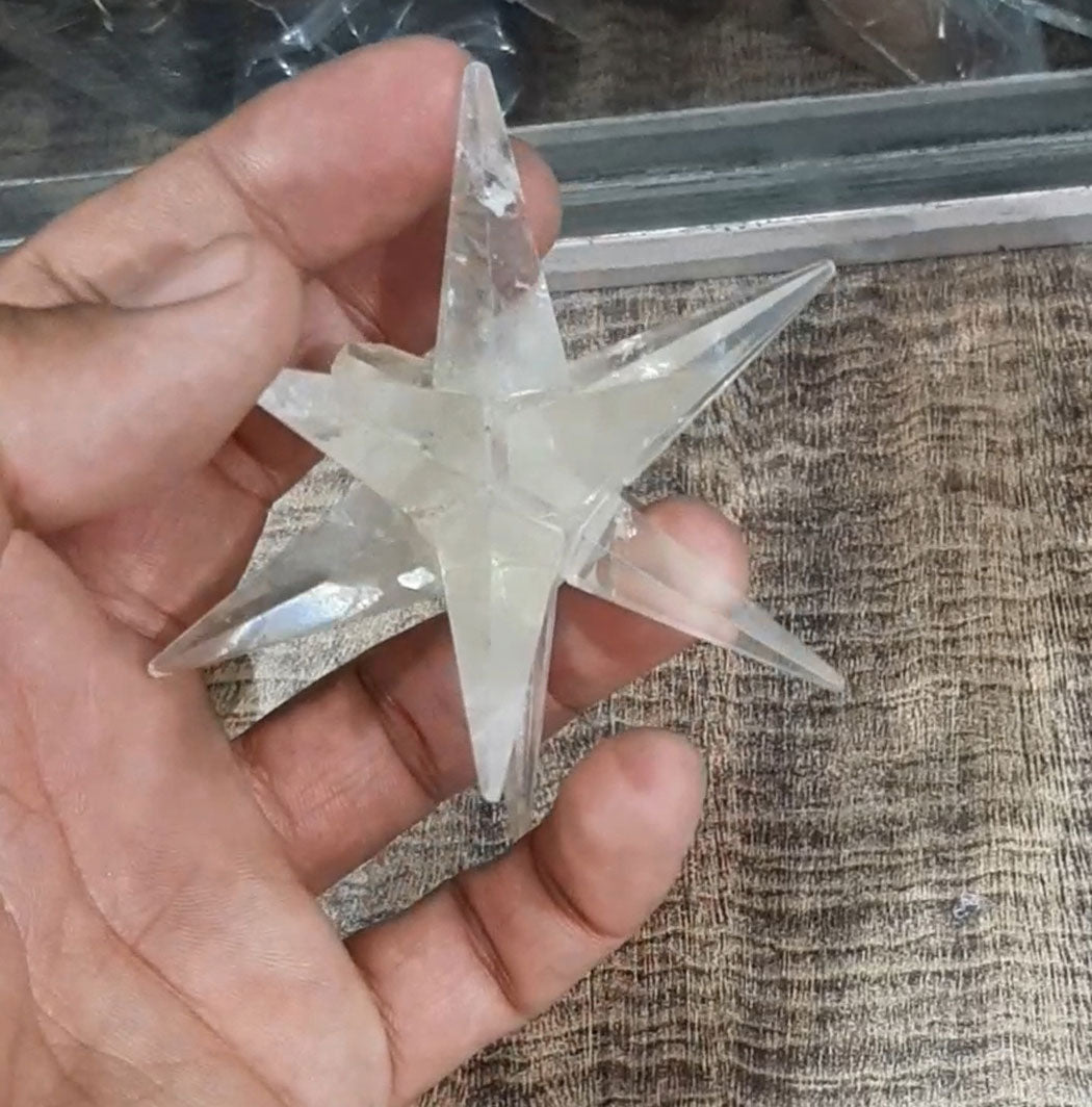 Handmade Carving Gemstone Star Carving Shape 30To40MM Crystal Quartz Natural Carving Stone For Used Making Jewelry