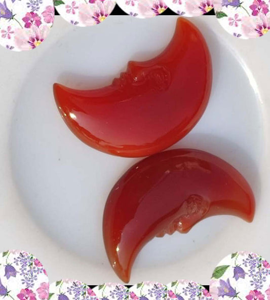 Handmade Carving Gemstone half Moon Face Shape 25To30MM Carnelian Natural Carving Stone For Used Making Jewelry