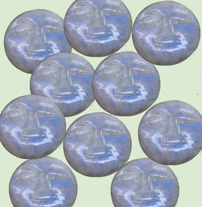 Heated Turquoise Full Moon Face Gemstone Carving