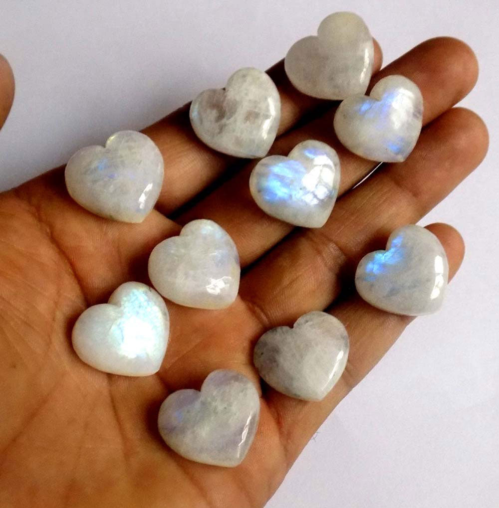 Heart Shape Rainbow Moonstone Loose Gemstone