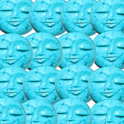 Heated Turquoise Full Moon Face Gemstone Carving