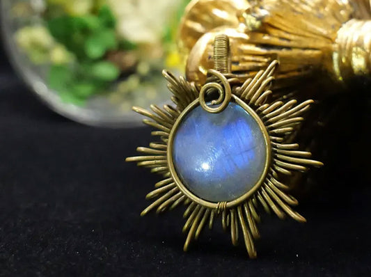 Handmade Brass Wire Wrapped Pendant Pear Shape 15MM Moonstone Pendant For Anniversary Gift for Wife Jewelry