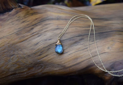 Handmade Brass Wire Wrapped Pendant Pear Shape 10MM Labradorite Pendant For Anniversary Gift for Wife Jewelry