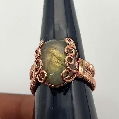 Adjustable Handmade Wire Wrapped Brass Ring Free Size Oval Shape Without Stone Bezel Set Ring For Happy Birthday Gift For Women