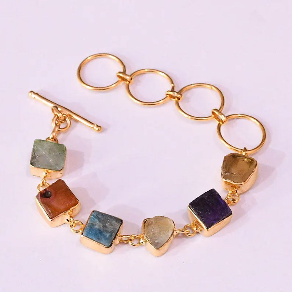 Adjustable Handmade Brass Bangle Size 8To12MM Multi Shape Mix Druze Gemstone Bezel Set Bangle For Happy Birthday Gift For Women