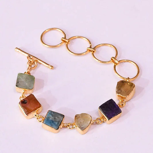 Adjustable Handmade Brass Bangle Size 8To12MM Multi Shape Mix Druze Gemstone Bezel Set Bangle For Happy Birthday Gift For Women