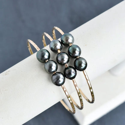 Adjustable Handmade Brass Bangle Size 10MM Pear Shape Tahitian Pearls Gemstone Bezel Set Bangle For Happy Birthday Gift For Women