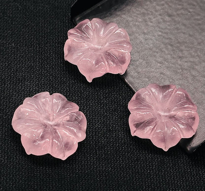 Handmade Carving Gemstone Flower Shape 20MM Rose Quartz Natural Carving Stone For Used Making Jewelry