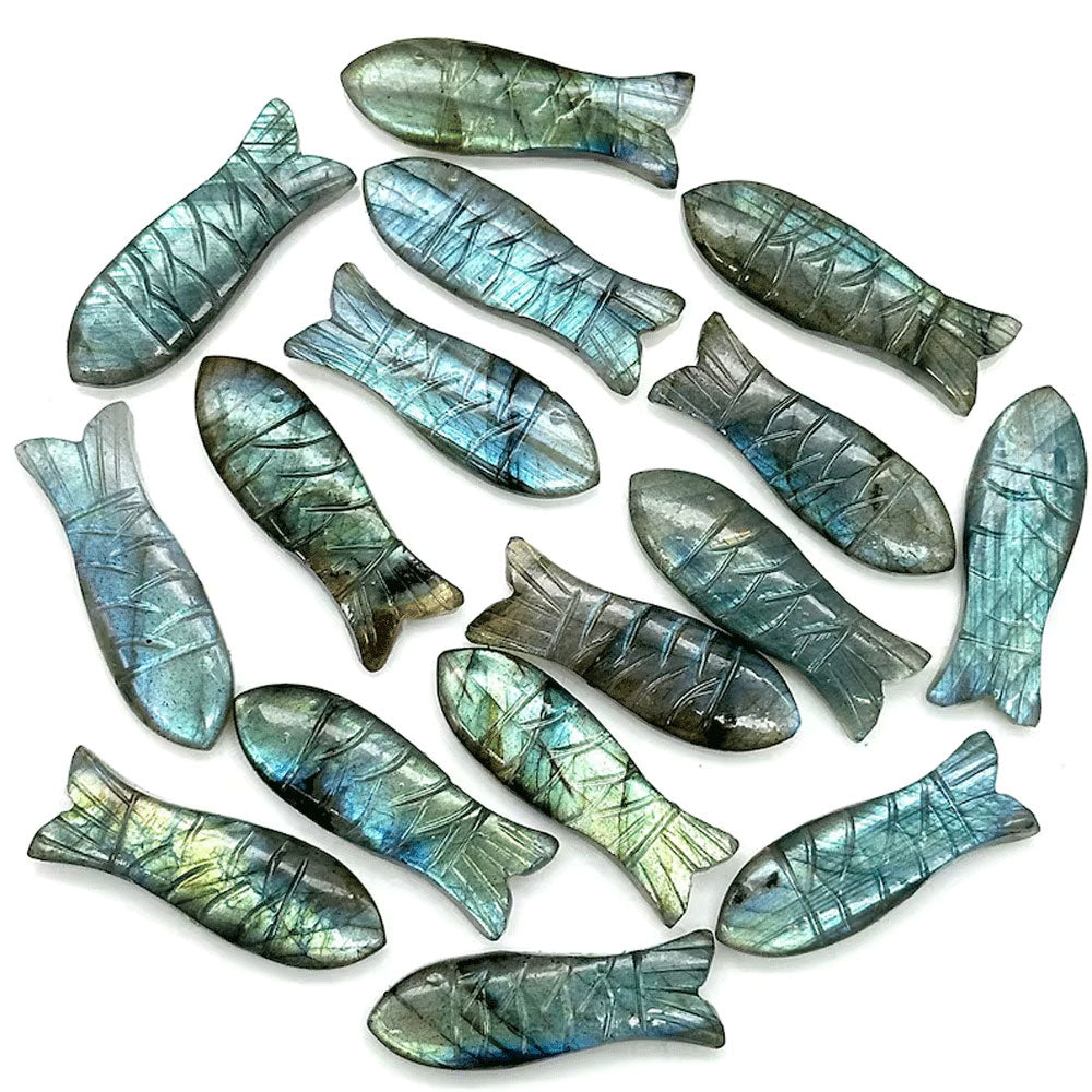 Handmade Carving Gemstone Fish Shape 20MM Labradorite Natural Carving Stone For Used Making Jewelry