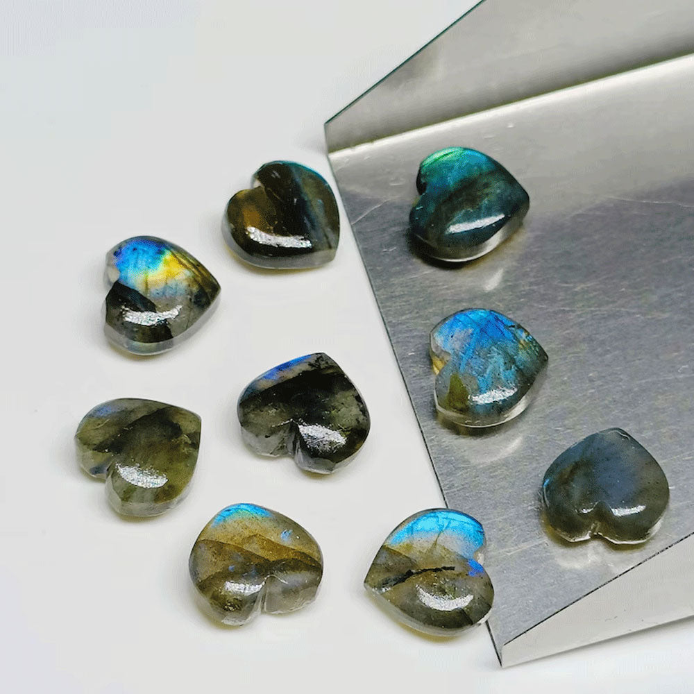 Handmade Carving Gemstone Heart Shape 15MM Labradorite Natural Carving Stone For Used Making Jewelry