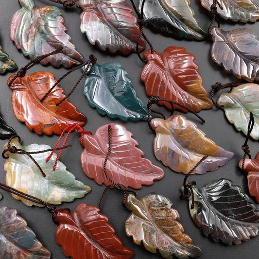 Handmade Carving Gemstone Leaf Shape 15To25MM Natural Mix Carving Stone For Used Making Jewelry