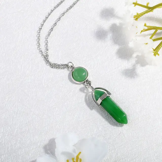 Handmade 925 Sterling Silver Pendants Pencil Shape Green Onyx Pendulum Stone Size 10X20MM 5MM Beads Bezel Set Pendant For Birthday Gift Women Jewelry
