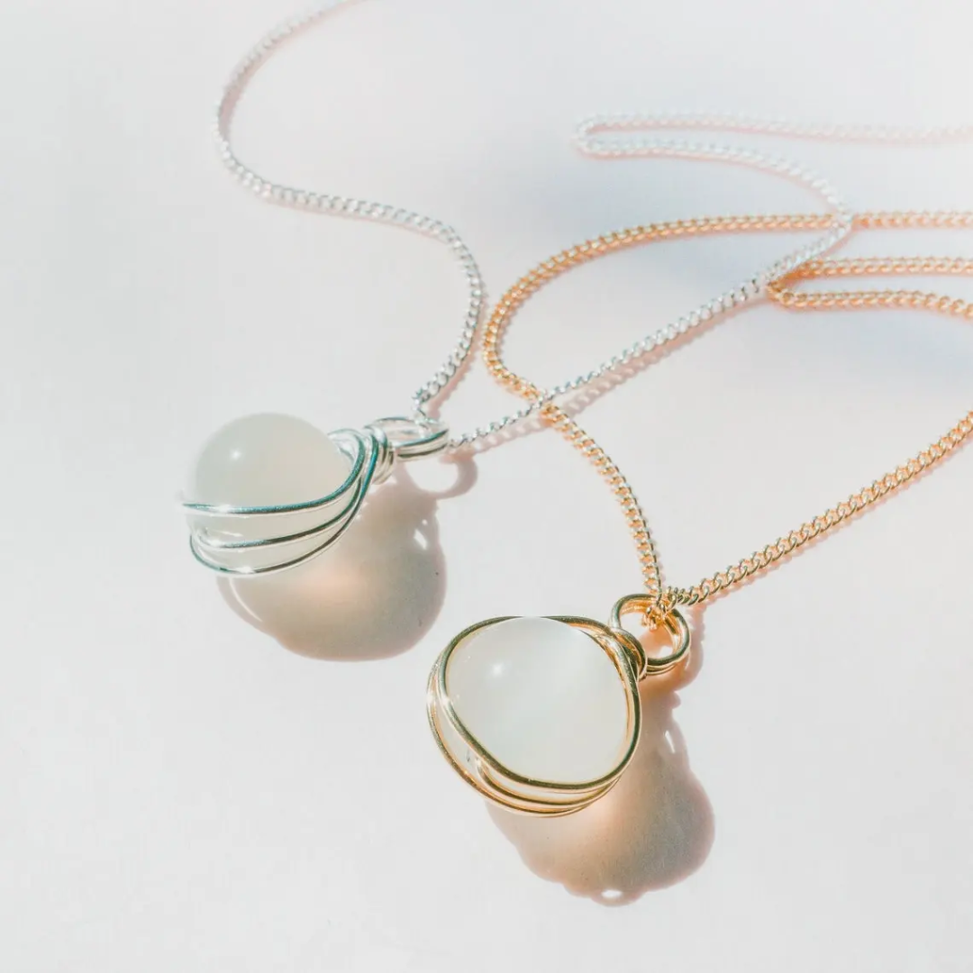 Rose Quartz Ball Pendant | Handmade Brass Birthday Gift