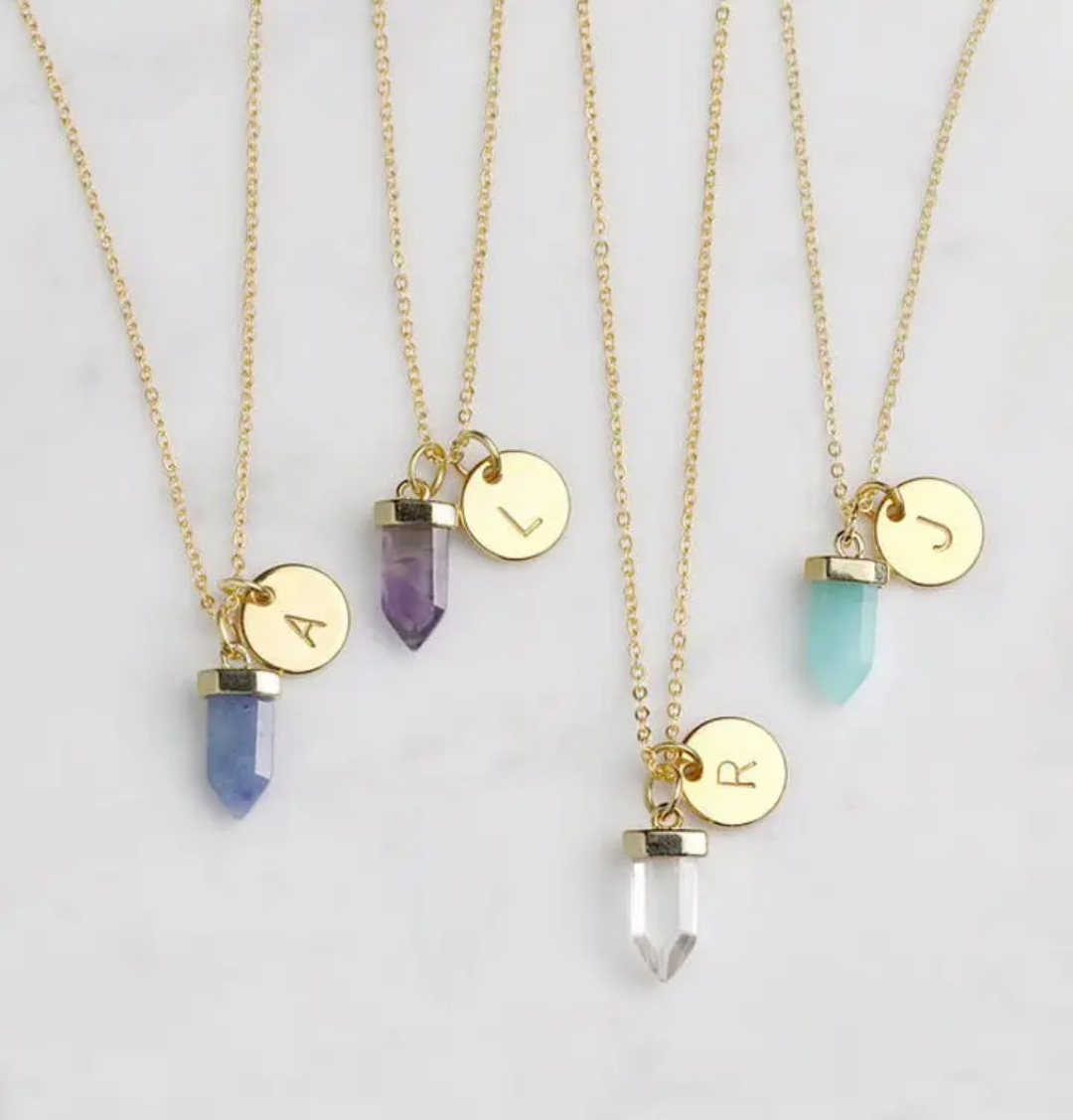 Silver Rhodium Plated Mix Amethyst Gemstone Pencil Pendant 10MM