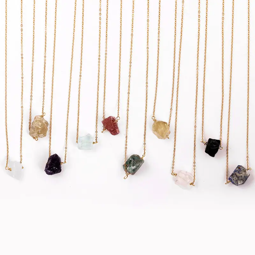 Raw Mix Gemstone Pendant 10–15MM Handmade Metal Brass