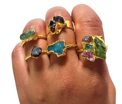 925 Sterling Silver Raw Stone Ring 8–10MM Handmade