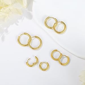 925 Sterling Silver Gold Plated Dangle Pair Hoop Earrings Handmade 10MM Round Shape Earring