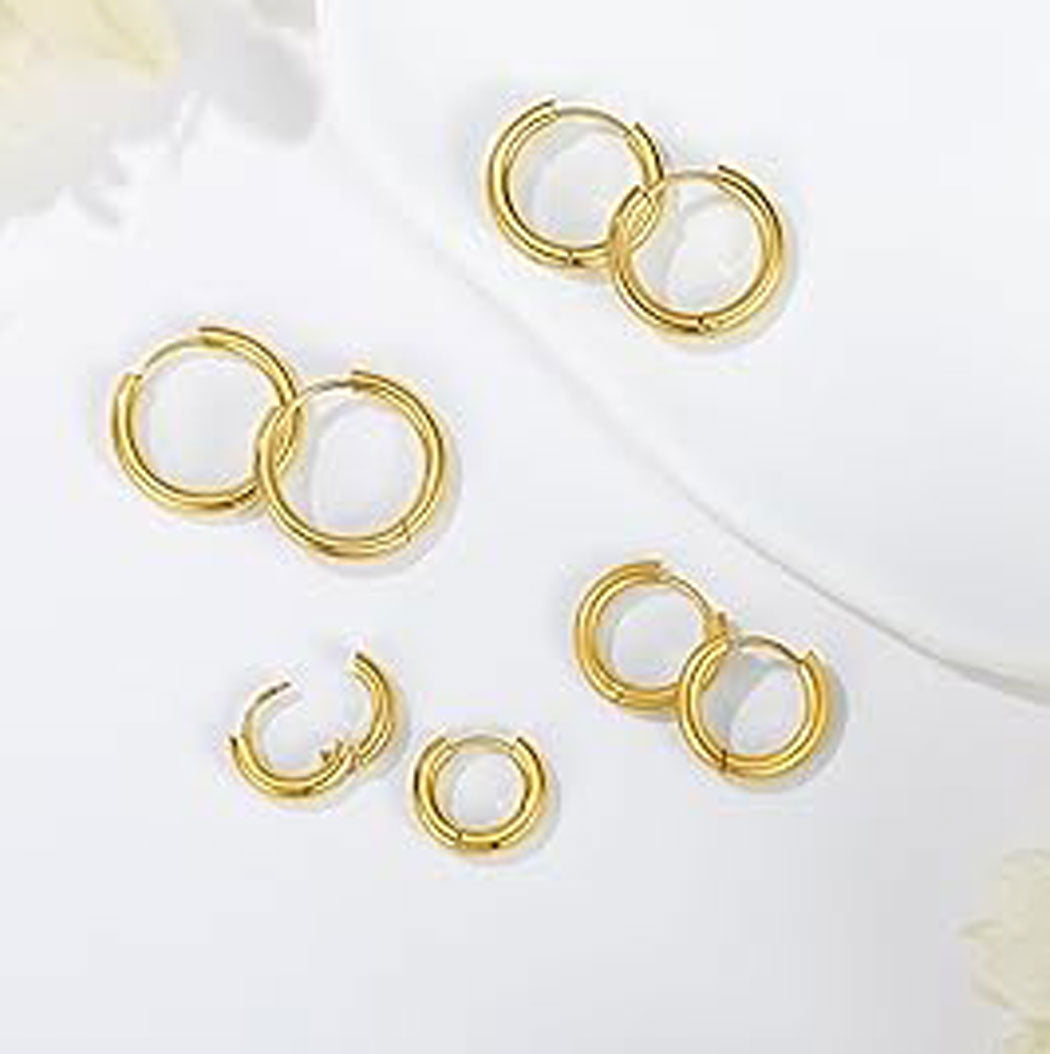 925 Sterling Silver Gold Plated Hoop Pair Earrings Handmade Size 10MM Round Shape Earring