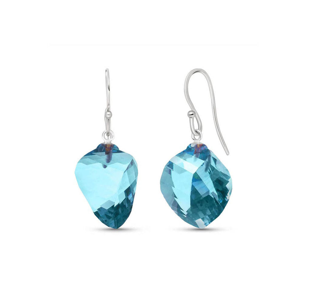 925 Silver Gold Plated Dangle Earrings Swiss Blue Heart