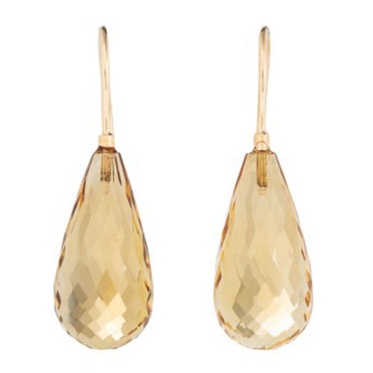 925 Sterling Silver Gold Plated Dangle Pair Earrings Handmade Citrine Hydro Gemstone Size 8X15MM Long drop Shape Earring