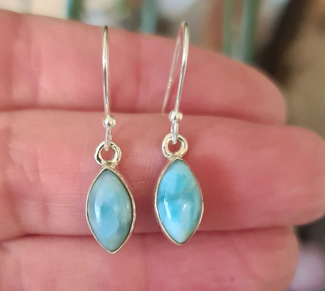 Buy 925 Silver Gold Plated Larimar Drop Earrings
