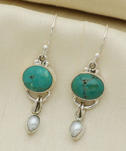 Buy 925 Silver Gold Plated Larimar Drop Earrings