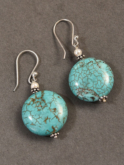 925 Sterling Silver Dangle Pair Earrings Handmade Turquoise Gemstone Size 8X11MM Drop Shape Earring Drilled Set