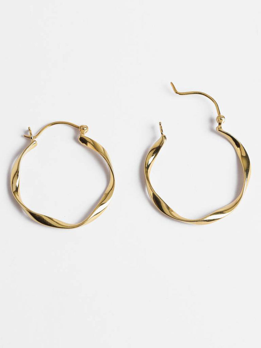 925 Sterling Silver Gold Plated Dangle Pair Hoop Earrings Handmade 20MM Round Shape Earring