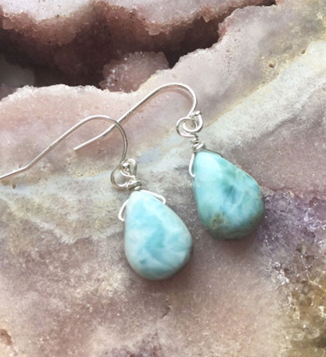 Buy 925 Silver Gold Plated Larimar Drop Earrings