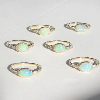 925 Sterling Silver Ethiopian Opal 8x10MM Oval Bezel Ring