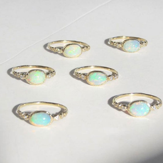 925 Sterling Silver Ethiopian Opal 8x10MM Oval Bezel Ring