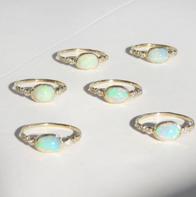 Ethiopian Opal Silver Ring 5X7MM | Rhodium Plated Bezel