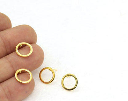 925 Sterling Silver Gold Plated Dangle Pair Hoop Earrings Handmade Round Shape Earring