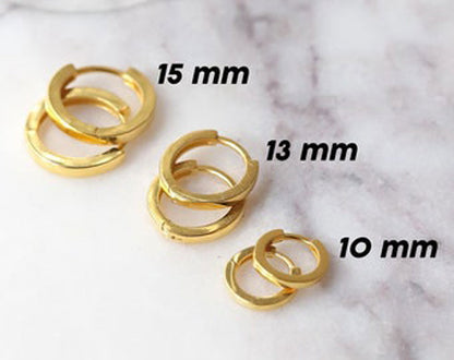 925 Sterling Silver Gold Plated Hoop Pair Earrings Handmade Size 10MM Round Shape Earring