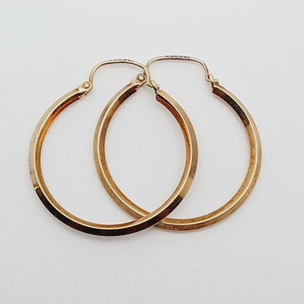 Vintage 925 Sterling Silver Hoop Pair Earrings Handmade Size 15MM Round Shape Earring