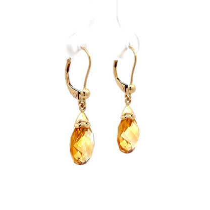 Yellow Citrine 925 Silver Long Drop Earrings