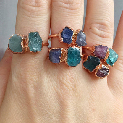 Silver Gold Electroplated Mix Color Stone Ring 6–8MM