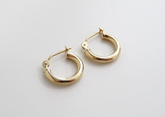 Awesome 925 Sterling Silver Gold Plated Hoop Pair Earrings Handmade Size 10MM Round Shape Earring