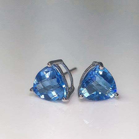 925 Silver Blue Hydro Oval Dangle Earrings 8X10mm