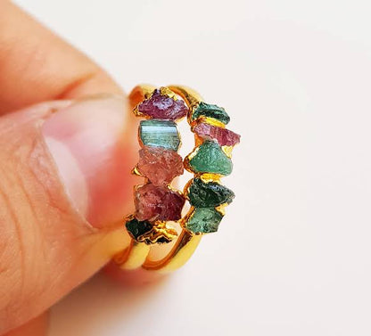 925 Sterling Silver Handmade Rings Mix Stone Size 7MM Round Shape Bezel Setting Ring For Anniversary Gift Ring